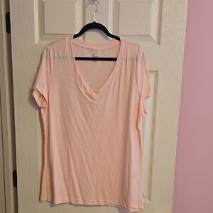 Felina Peach V-Neck Short Sleeve Tee